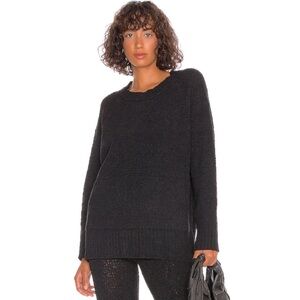 Revolve X Plush Cozy Knit Oversized Crew Neck Sweater with Pockets Black